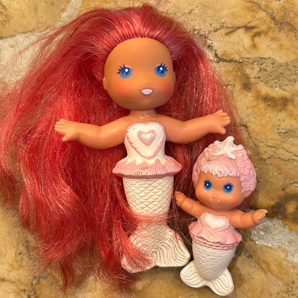 VTG Kenner Sea Wees Bubble Ballet Satin & Baby Swirl PinkMermaid Bath Toy 1984